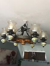 Lustre rustique ancien bois et fer forgé 