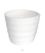 Pot en plastique blanc brillant cache pot H 17 cm D 20 cm - dimhaut: H 17 cm - 