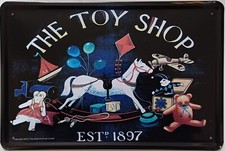 Plaque métal vintage THE TOY SHOP magasin jouet - 30 x 20 cm