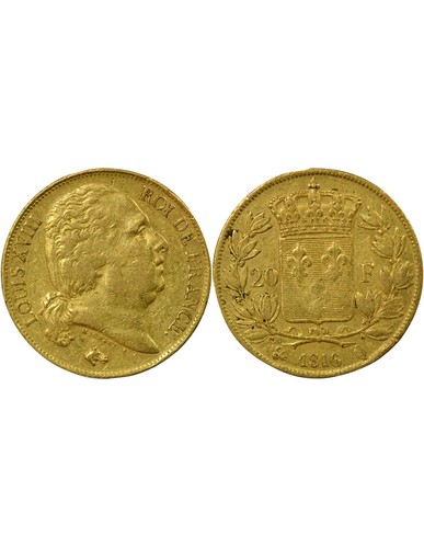 France louis xviii 20 francs - france,