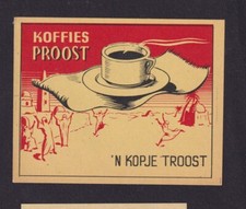 Ancienne  étiquette  paquet Allumette Belgique BN1601056 Café Proost