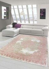 Tapis moderne avec ornements vintage crème rose beige