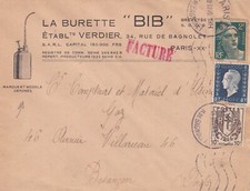 Enveloppe publicitaire La Burette BIB établissement Verdier de 1946 