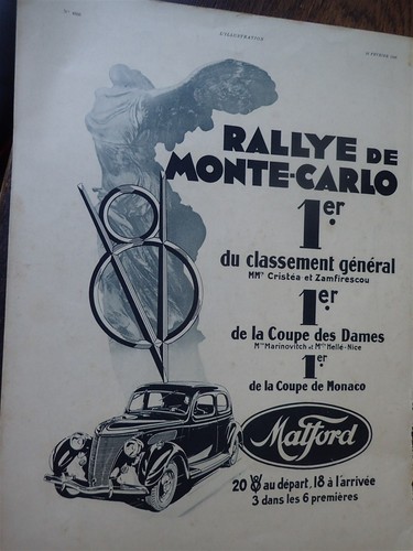 Matford 1er rallyé monte - 1er,