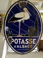 Plaque émaillée Engrais agricole POTASSE d'ALSACE Strasbourg - HANSI - cigogne
