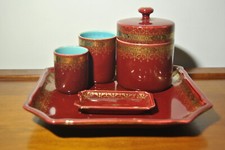 Necessaire ancien service pot tabac fumeur faience Sarreguemines est France