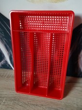 Ancien RANGE-COUVERTS rouge plastique VINTAGE marque SYLA