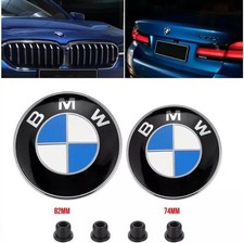 2X Logo Emblème BMW 82mm Capot 74mm Hayon E46 E90 E39 F10 F30 X5 Insigne Neuf