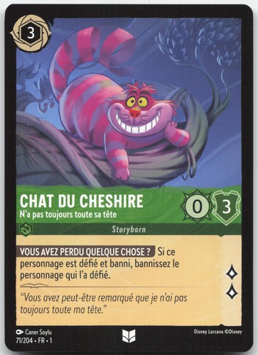 Carte lorcana chat cheshire - carte, du