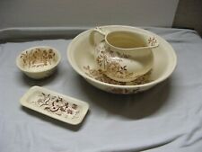 Superbe set toilette 4 pièces faïence ancienne de Longchamp vers 1890-1900