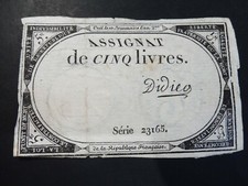 TRES  JOLI   ASSIGNAT  CINQ LIVRES  - SERIE  23165  - TTB  !! PROMO