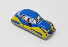 ANCIEN JOUET VOITURE TOLE LITOGRAPHIEE JAUNE/BLEU