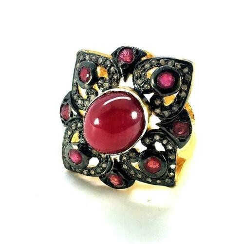Joli diamant pavé bague rubis - diamant,