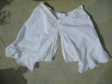 Culotte fendue ancienne 1900 lin brodée main initiales VA