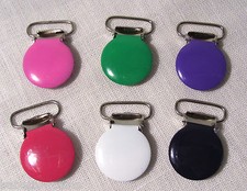 CLIP PINCE BRETELLE ATTACHE TÉTINE ROND MÉTAL ÉMAILLÉ ** 22 mm ** LOT de 2 à 10
