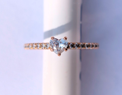 Bague diamant cœur - , –