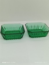 2 Ramequins Cendrier Verre Plein Carré Vert France Arcoroc 