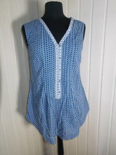 Chemisier tunique bas arrondi coton bleu blanc MISS CAPTAIN 38 sans manches