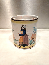 ANCIENNE CHOPE MUG EN FAÏENCE DE QUIMPER POPULAIRE 19 ÈME SIÈCLE