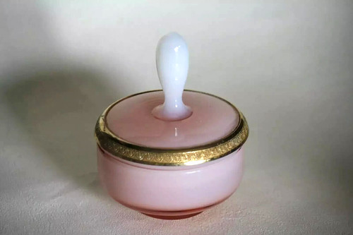 Bonbonnière opaline rose