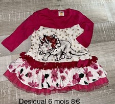 Desigual 6 MOIS FILLE : ROBE Rose Manches Longues TBE