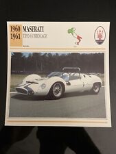1960 - 1961 Maserati Tipo 63 Birdcage Atlas Car Info Photo Card Spec Sheet Italy