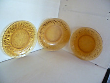 LOT DE 3 ASSIETTES VERECO VINTAGE EN VERRE COULEUR AMBRE/MIEL