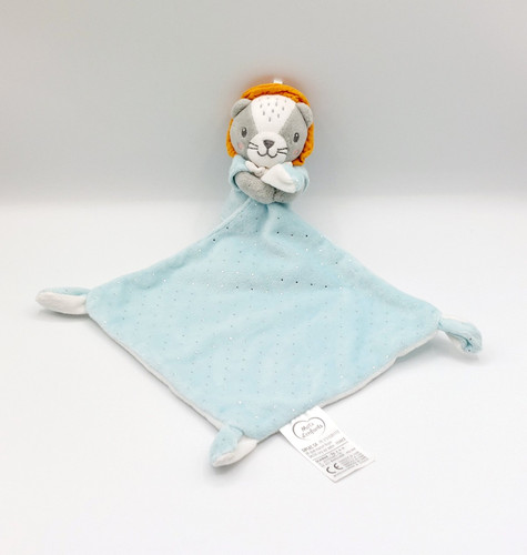 Doudou peluche lion - gris, bleu