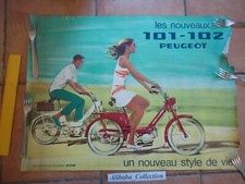 POSTER  AFFICHE ORIGINALE PEUGEOT CYCLO VELOMOTEUR MOBYLETTE MOTO 103 102 PUB