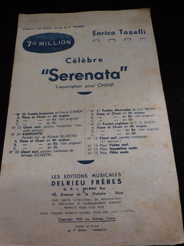 Partition serenata enrico - "partition,