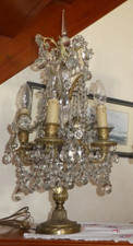 Superbe Grande Girandole Style Régence En Bronze Doré pampilles Cristal Baccarat