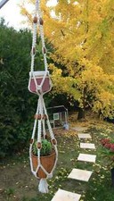 19⚜️Ancienne Suspension Jardinière Double en Macramé Pour Plantes en Pot Fleurs