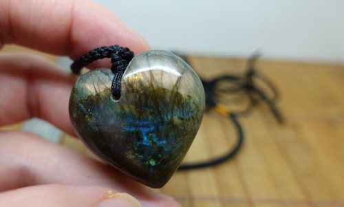 Pendentif coeur labradorite - pendentif,