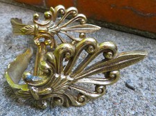 SUPPORT de TRINGLE à RIDEAUX BRONZE ( LA PAIRE) orné PALME & FEUILLAGE ART DECO
