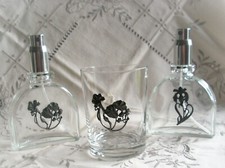 Garniture de toilette en verre et étain