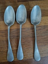 Lot de 3 cuillères argentés fait main étain ancien guerre