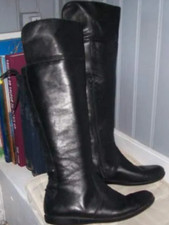 bottes cuissardes à revers plein cuir noir ; t 37 ( AZ/Y) D