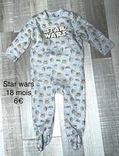 Babygros  Pyjama gris star wars maitre Yoda Coton 18 mois  Bébé Fille
