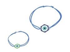 Bracelet collection "lucky Eye" réversible en argent monté sur cordon ajustable