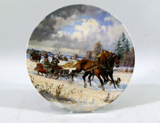   ASSIETTE de collection numérotée, signée H. Kaplan, Le traîneau, chevaux,1989