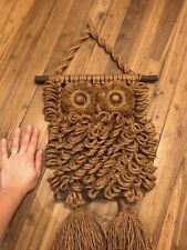 Chouette Hibou Suspension Plante Macramé Vintage Ancien 