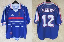 Maillot équipe de FRANCE ADIDAS World Cup 98 HENRY n°12 shirt vintage jersey L