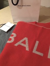 Écharpe 100% cachemire Balenciaga rouge/blanc Neuf + Sac