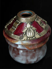 FRENCH MAJOLICA signed ANDRÉ VILLIEN with gilt bronze mounts c 1920 ART DECO