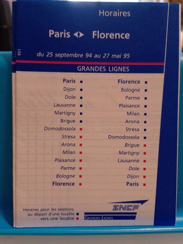 Horaires paris florence - paris,