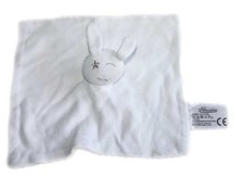 Doudou plat lapin blanc tissu - plat,