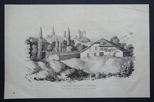 Château de Buzet 1836 Lithographie originale 19e Formentin Lot Garonne Beaumont