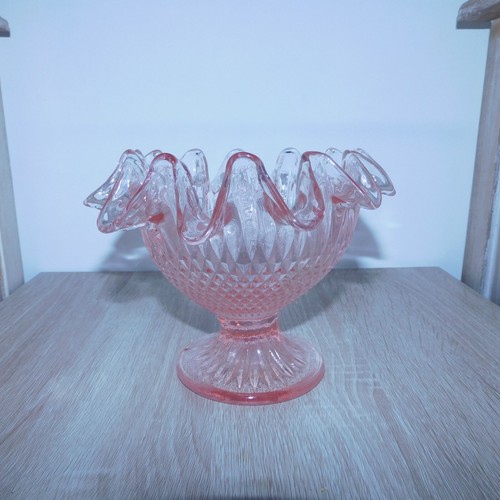 Coupe fruits verre rose - en,