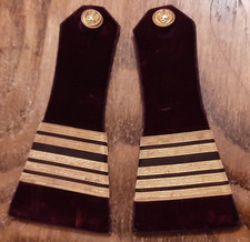 1930-1940 Épaulettes MARINE OFFICIER MÉCANICIEN velours violet ORIGINAL France