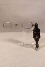 ANCIEN FACE A MAIN BINOCLE ARGENT VERMEIL EPOQUE NAPOLEON III PENDENTIF LUNETTES